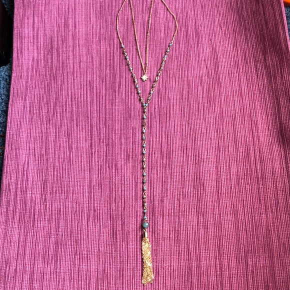 Double Strand Turquoise/Gold Double Strand Necklace - Picture 3 of 8